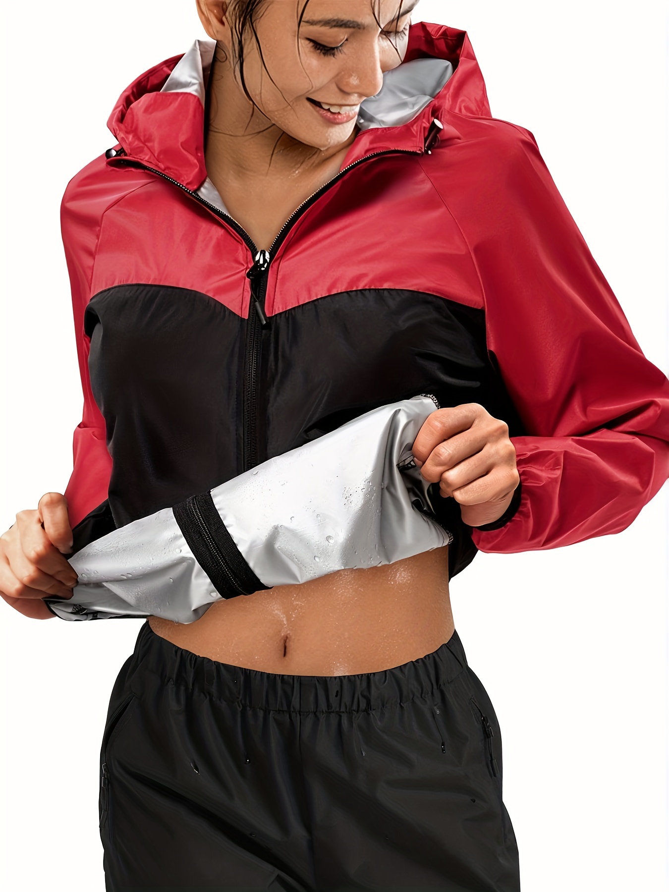 3 In 1 Zipper Full Body Shaper Sweat Sauna Suit For Women, Sweat Slimmer  Workout Top With Sleeve Shorts, Women's Activewear
