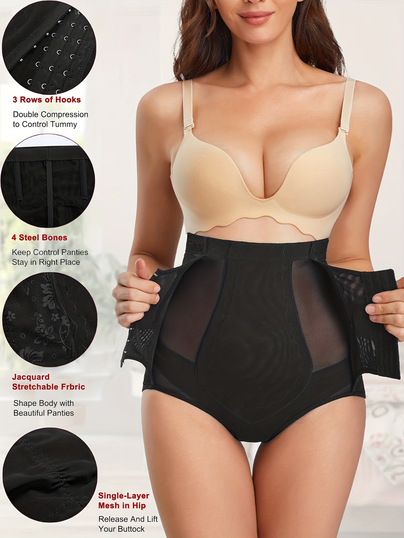 Shapewear with See-through Mesh Charming Curve Shaping Panties