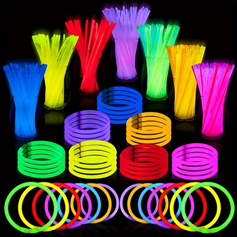 12pcs Bracelets Fluorescents, Bracelet Fluorescent Lumineux, Bracelets LED  pour Halloween, Noël, Anniversaires