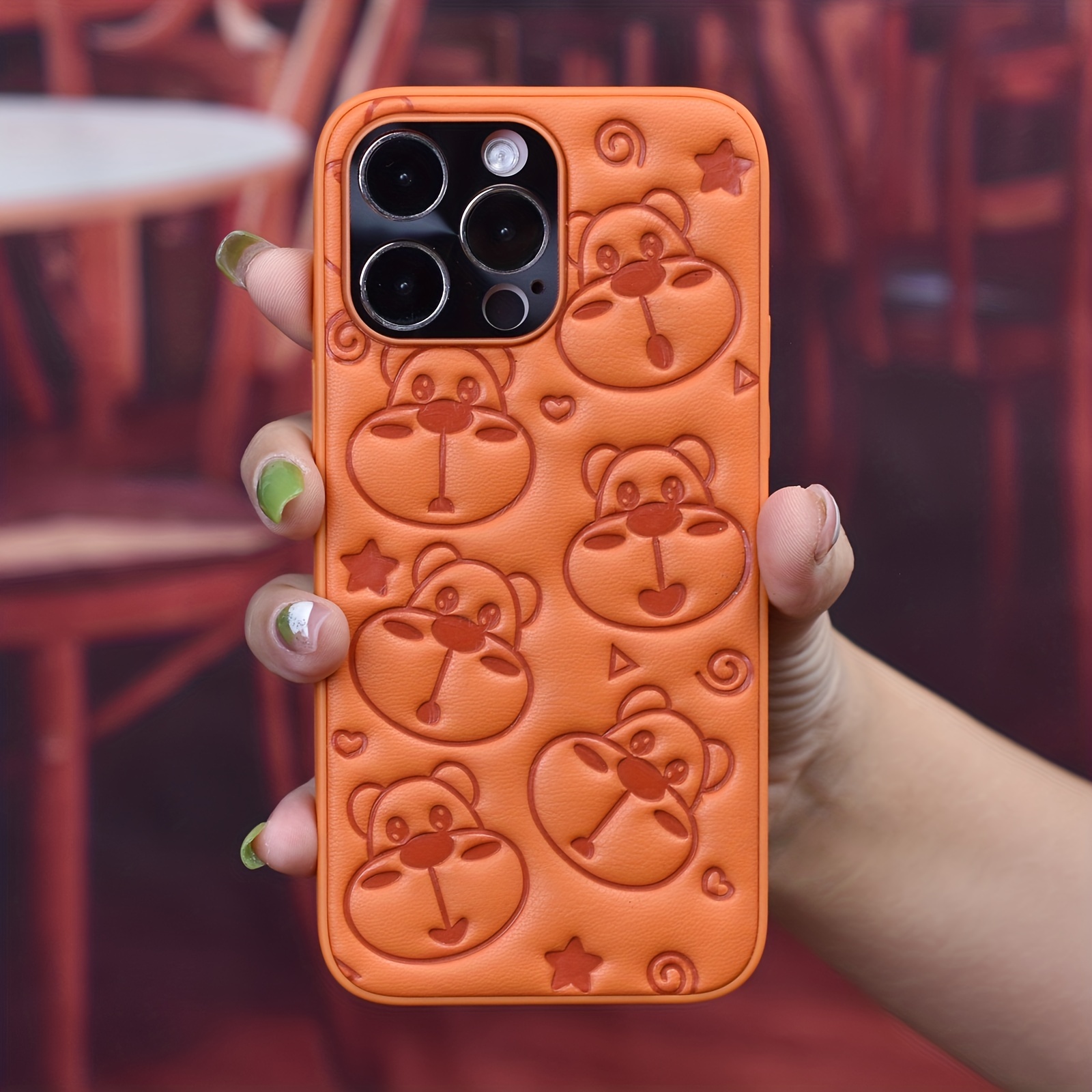 Embossed Artificial Leather Cartoon Dog Skin Phone Case For IPhone 14 13 12 11 Plus Pro Max