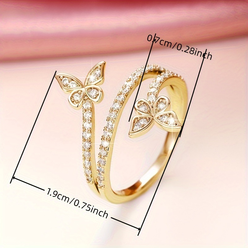 Women's Butterfly Wrap Ring Copper Zirconia April Birthstone