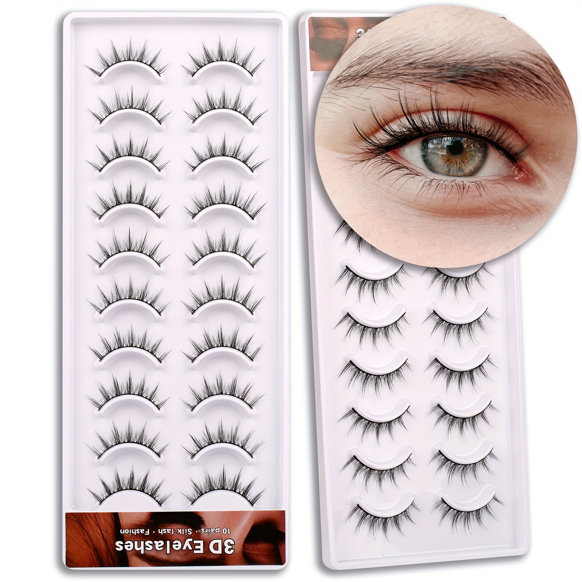 10 Pairs Manga Lashes Wet Look Lashes Effect Cat Eye Lashes