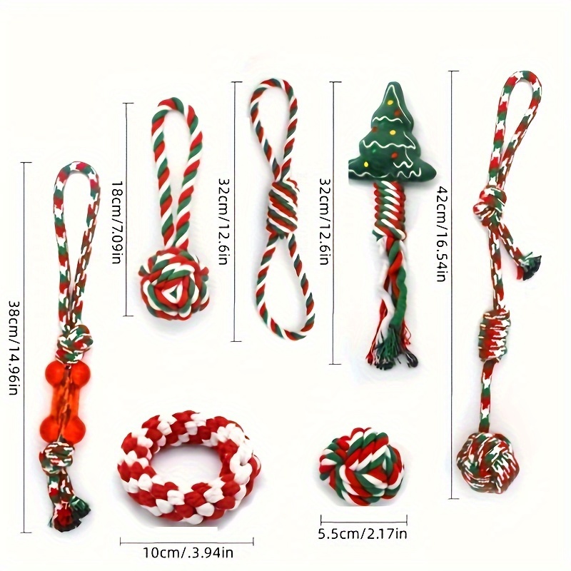 White & Green Christmas Dog Chew Toys Set, 2pcs Christmas Dog Rope Toys,  Squeaky Training Toys, Santa Claus Dog Plush Interactive Toy, Teething Toy  For Small Dogs