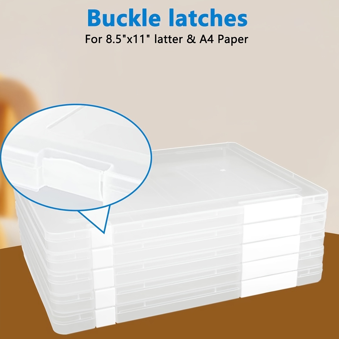 Pp Double Buckle Rectangular Transparent Box With Lid, Plastic