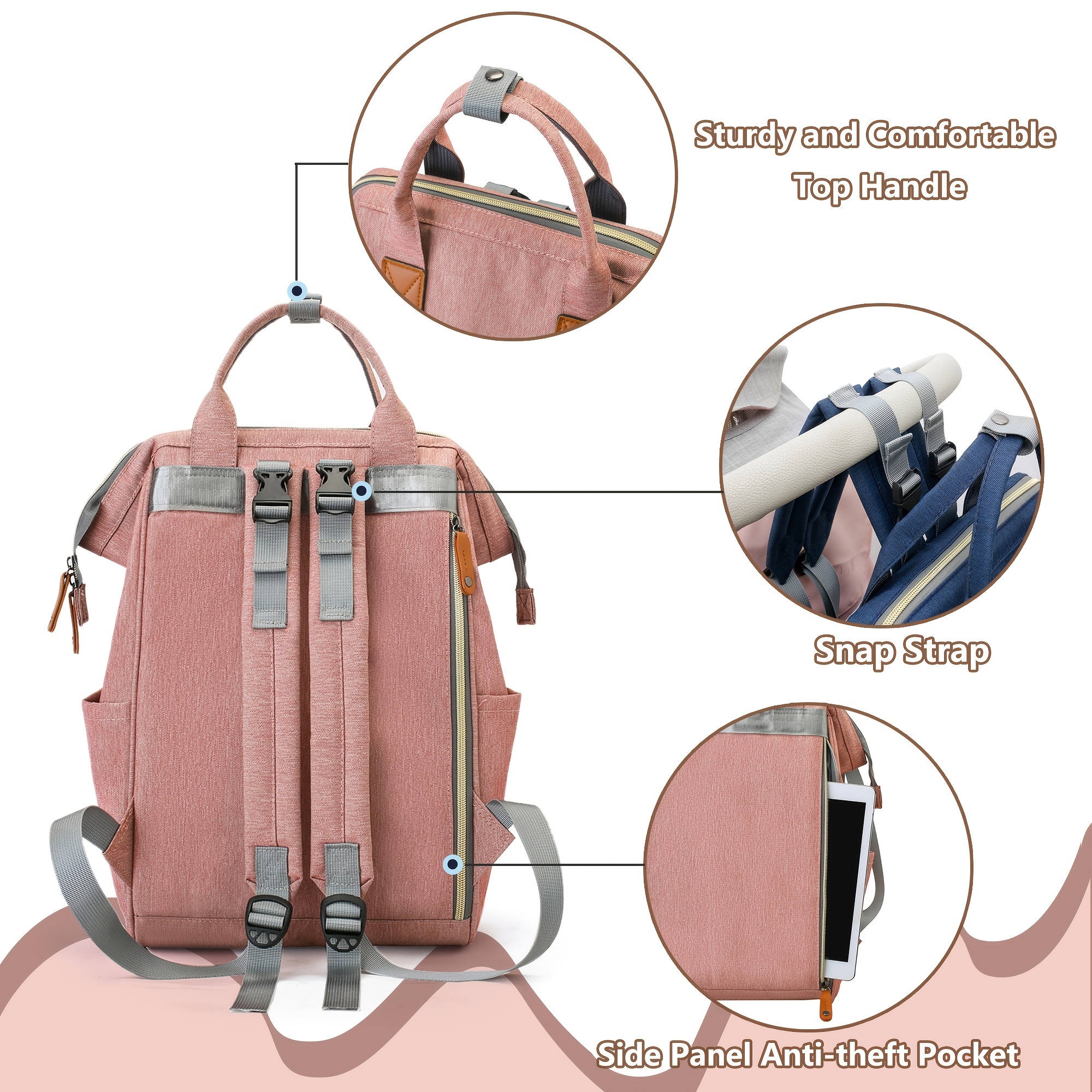 Bolsas de pañales de maternidad para madres, mochila de viaje de gran  capacidad para el cuidado