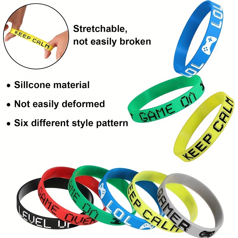 6pcs Random Silicone Wristbands, Inspirational Rubber Bracelets for Men Women,Temu