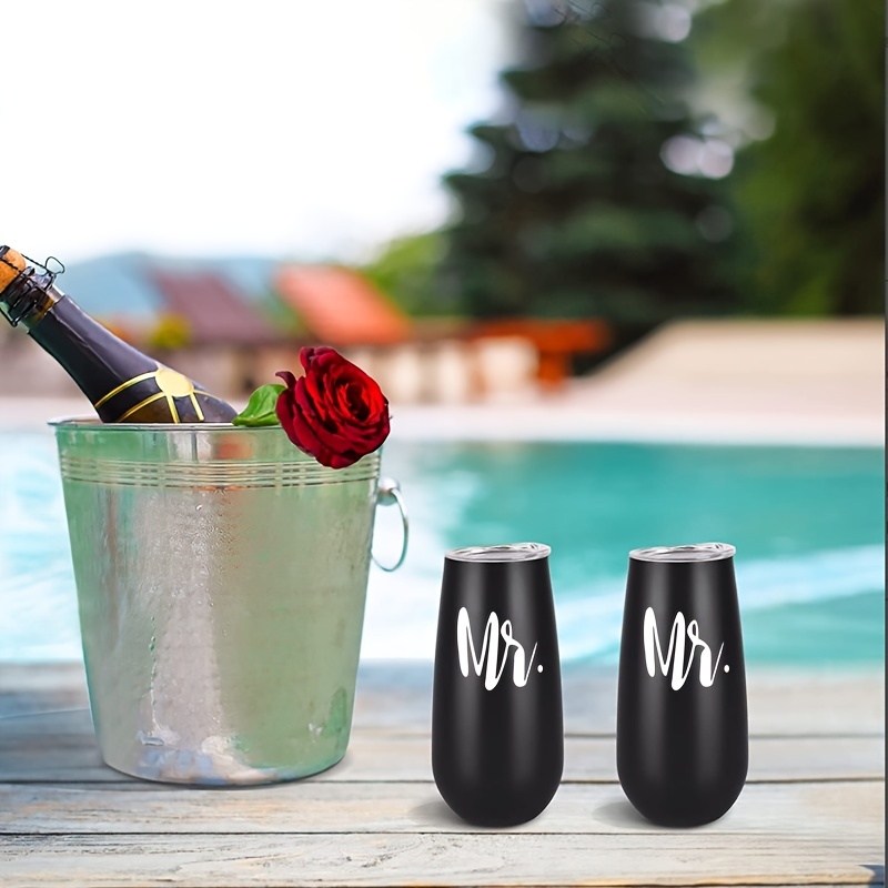 Champagne Flutes Champagne Flute Tumbler With Lid Mr - Temu