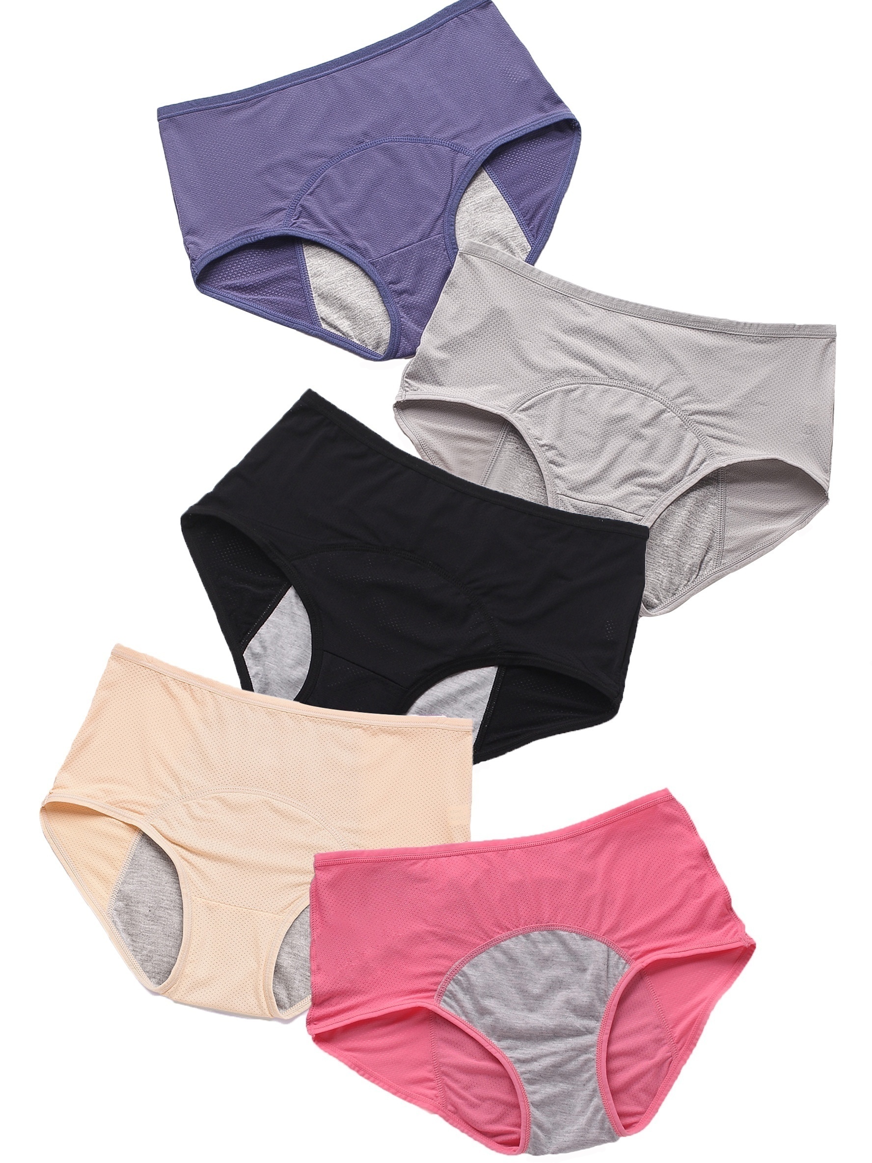 Womens Seamless Underwear Leak Proof Full Coverage Briefs Soft Stretchy  Leak Proof Underpants Regular & Plus Size 5-Pack Cute Underwear for Women