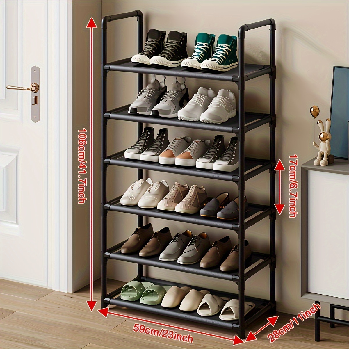 Shoe Rack Free Standing Shoe Shelf Detachable Metal Multi - Temu