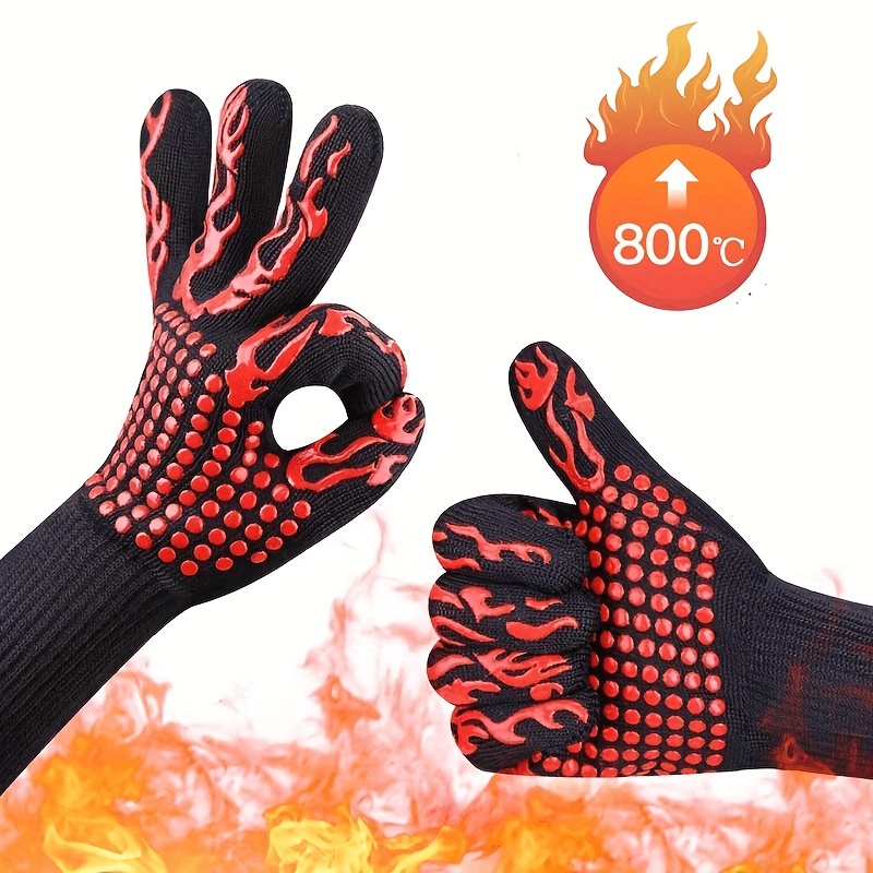 1 Pair 1 par de guantes para barbacoa resistentes al calor, guantes para  horno, protección para manos, guantes para barbacoa