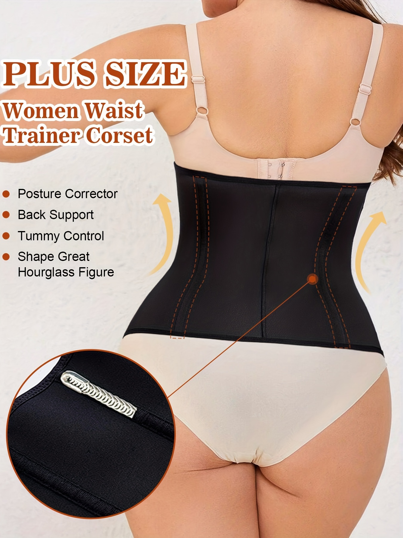 Body Shaper Slimming Women Corset Waist Trainer Cincher Underwear Tummy  Control Belt Female Underbust Shapewear Plus Size Ladies (Black)