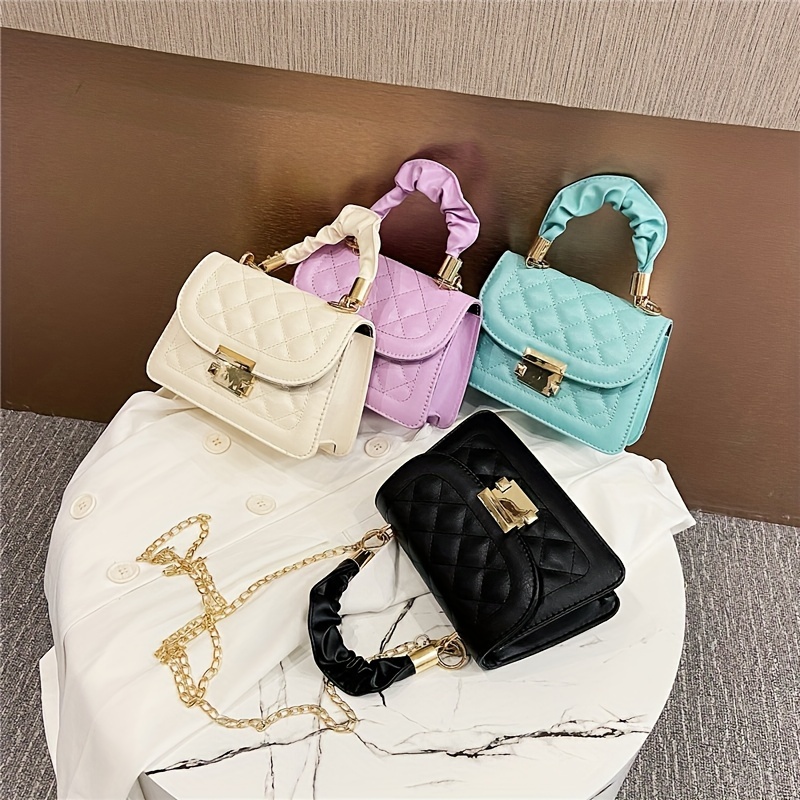 Mini Fashion Quilted Crossbody Bag Trendy Casual Solid Color - Temu