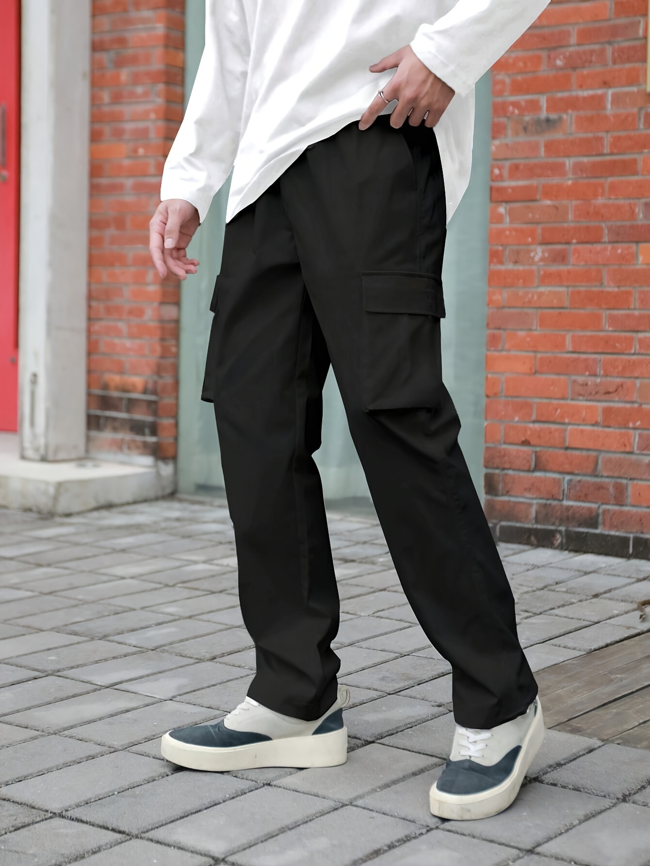 Solid Color Cargo Pants Hiking Fashion Streetwear Pockets - Temu