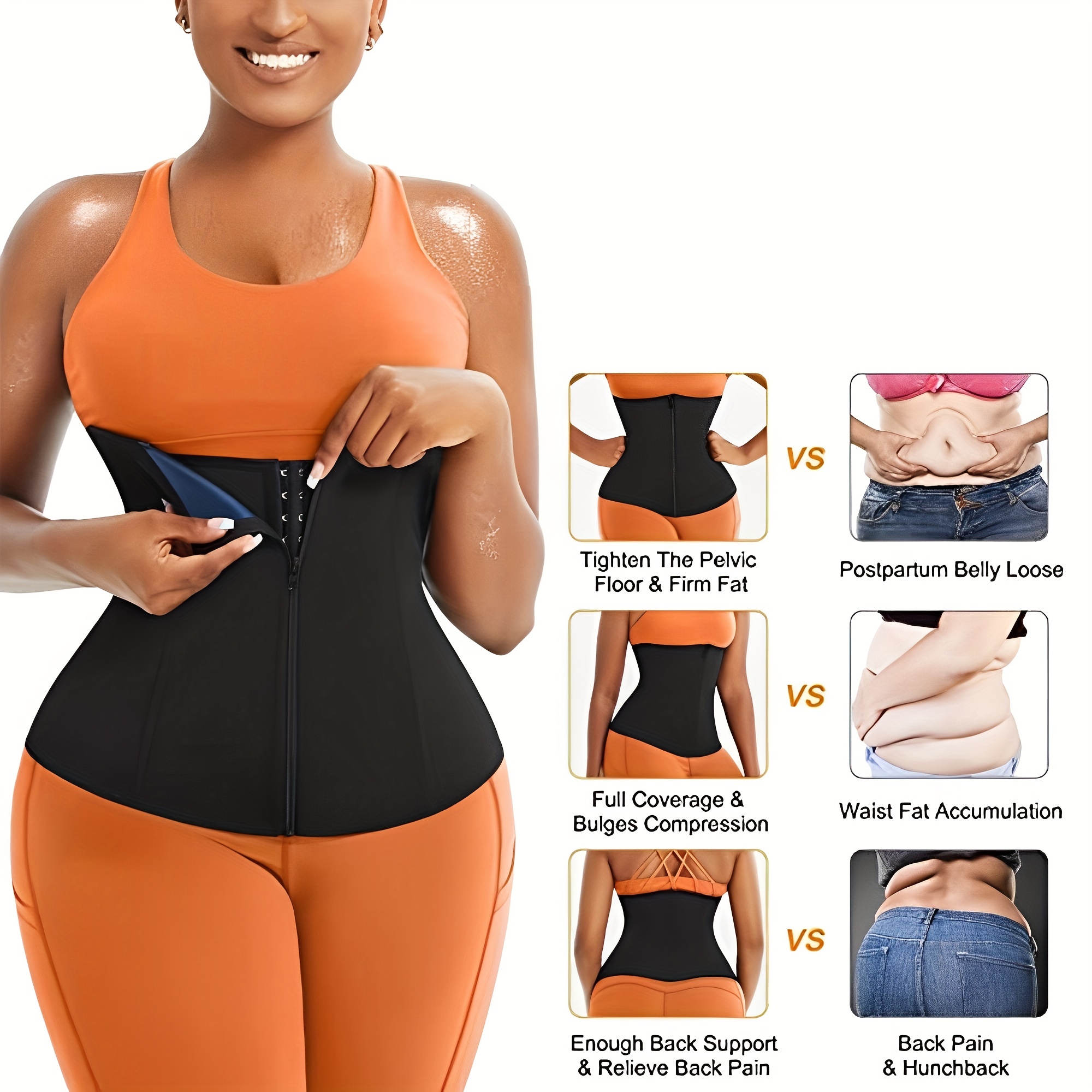 Zipper Women Waist Trainer Back Support Shapewear Tummy Control Body Slim  Shaper