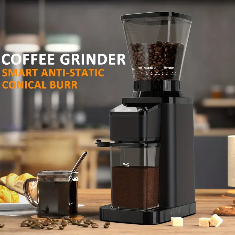 Electric Conical Burr Coffee Grinder With Anti-static, Touchscreen, Adjustable  Burr Grinder, 48 Precise Grind Settings, 2-12 Cups, With Electronic Timer  For Restaurant, Matte Black - Temu Japan