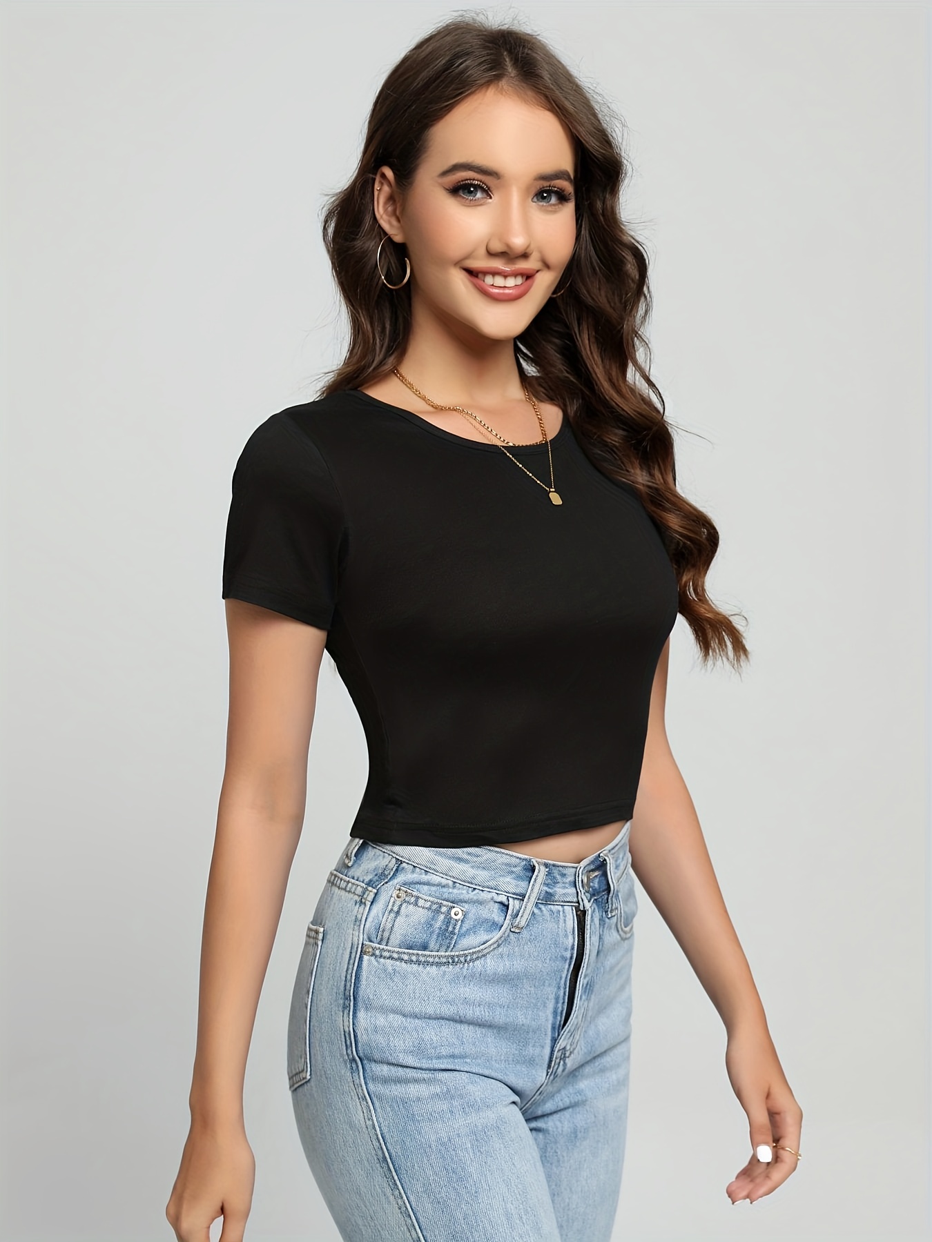 Floral Embroidered Mesh Crop Top Sexy See Crew Neck Short - Temu Canada