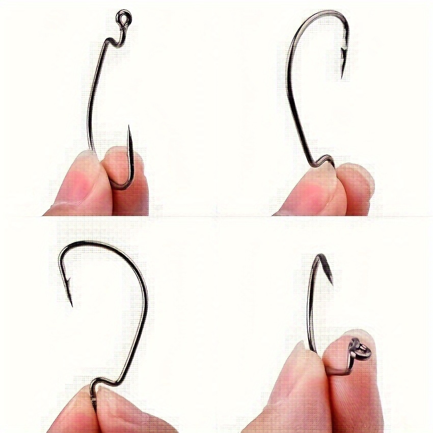 High Carbon Steel Offset Hooks Barbed Fishing Hooks For Bass - Temu