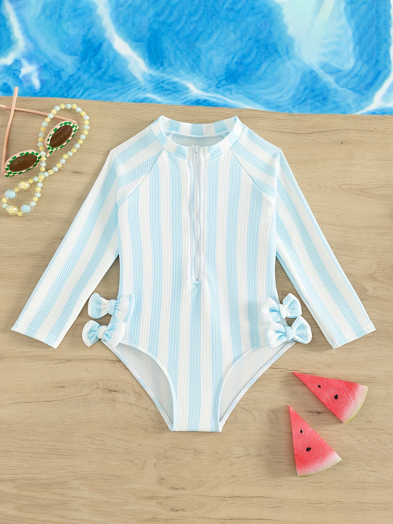 2023 New Baby Girls Sun Protection Striped Swimsuit Swimwear - Temu