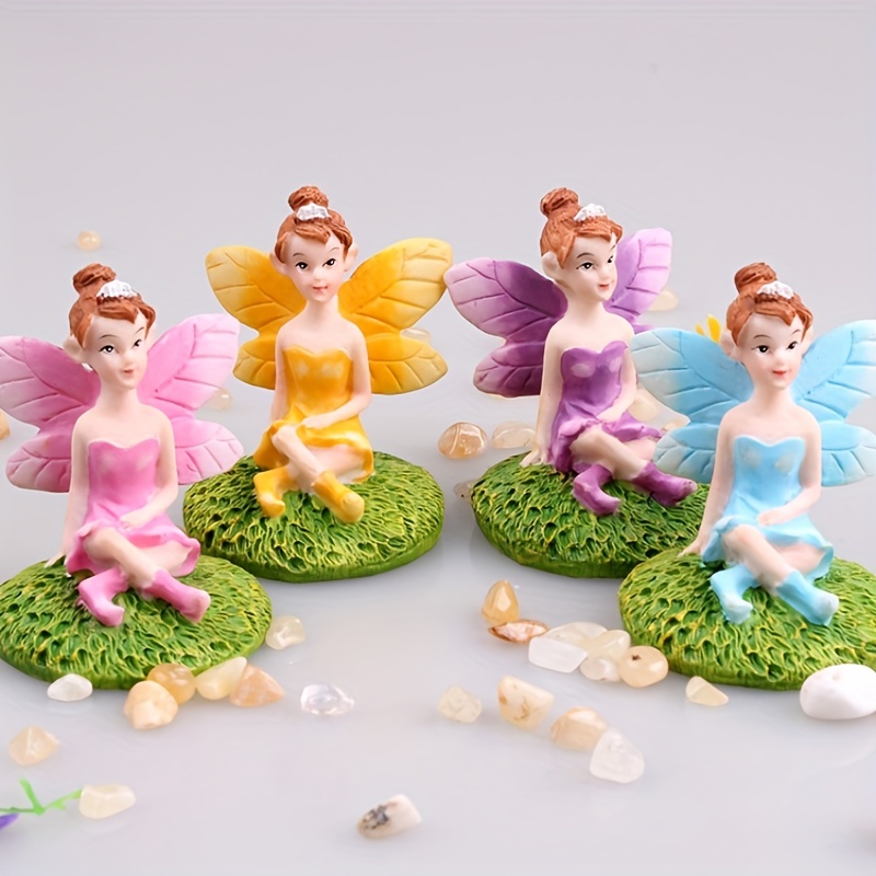 Gyfdym Figuras de hadas en miniatura Accesorios, maceta Percha Decoraciones  Hadas Maceta de resina Figuras de jardín de hadas Accesorios de ángel Ornam