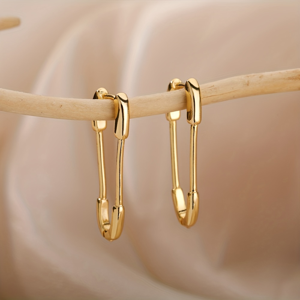 

Unique Pin Design Hoop Earrings Stainless Steel Plated Jewelry Vintage Bohemian Style Personality Female Earrings