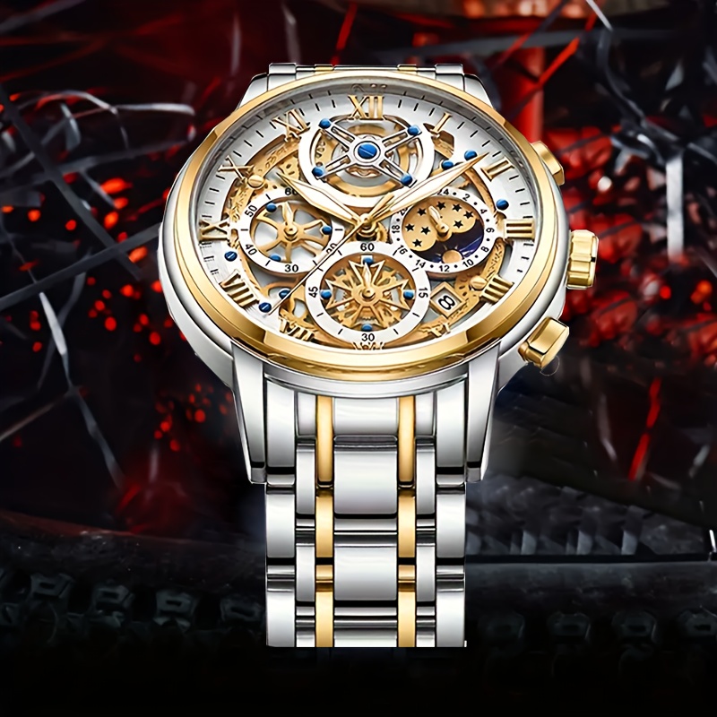 EUTOUR Uhren Herren Herrenuhr Magnet Uhr kein Glas Kugellager Quarz  Armbanduhr für Männer mit Edelstahl Mesh Armband Blau-40mm : :  Fashion