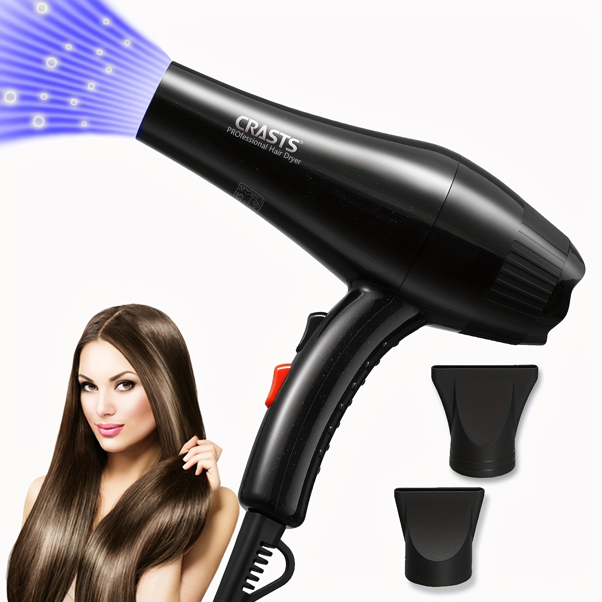 

Electric Hair Dryer, Strong Wind Blower, Quick-drying High Power 1250w Electric Hair Dryer With Nozzle