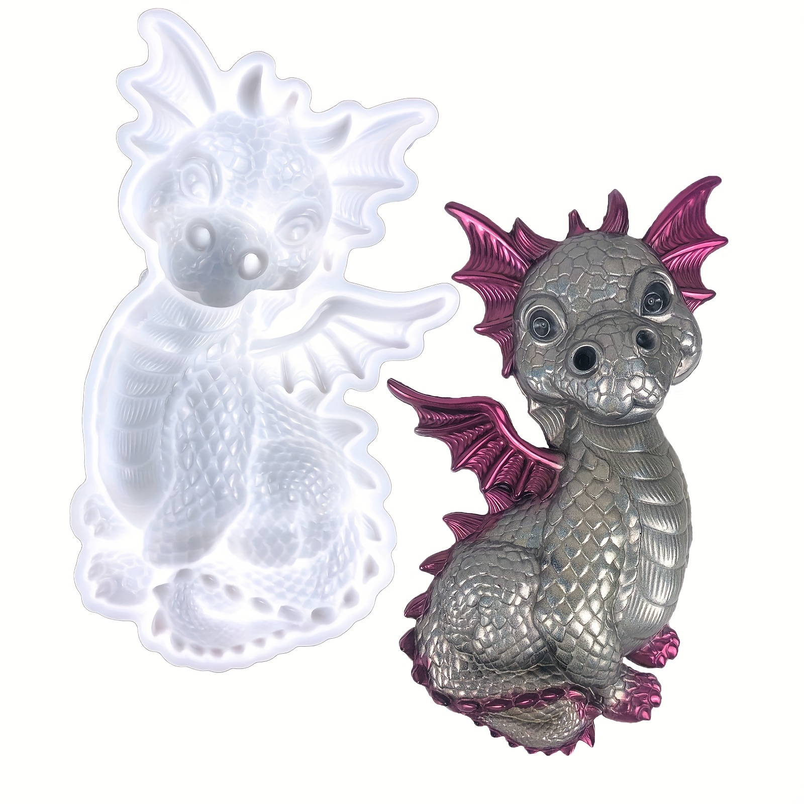 3d Large Dragon Silicone Molds Flying Dragon Resin Mold Animal Epoxy Molds  Crystal Statue Making Molds For Diy Fighting Dragons Wall Hanging Home Offi