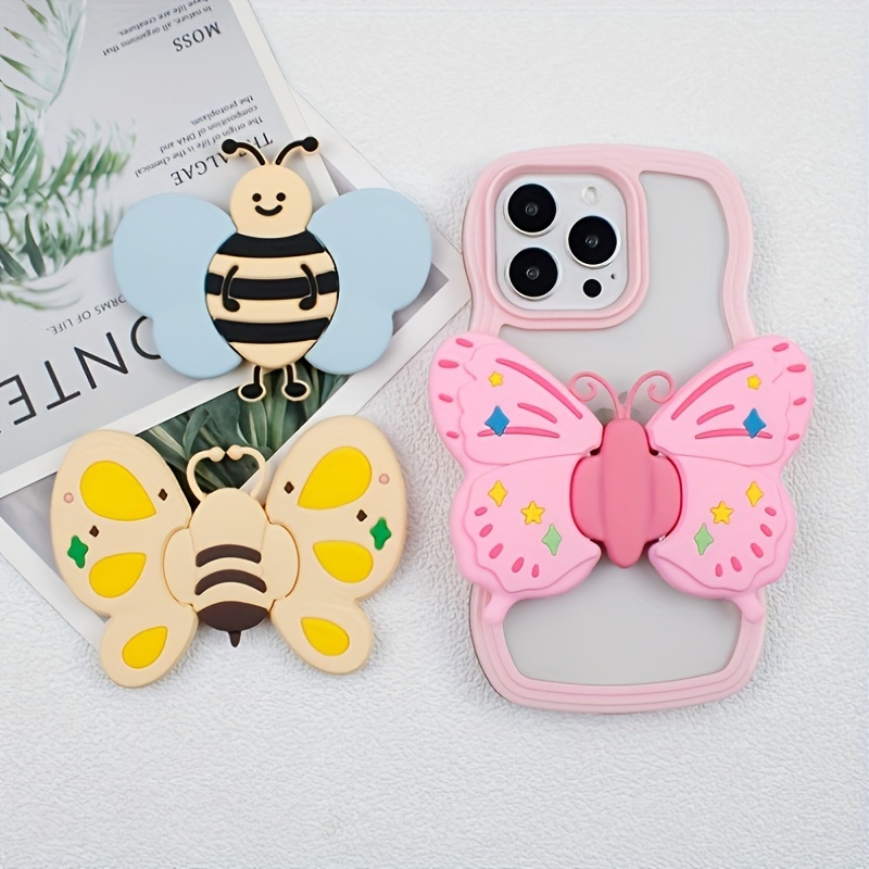 Butterfly Bee Design Silicone Transparent Stand Bee Mobile - Temu