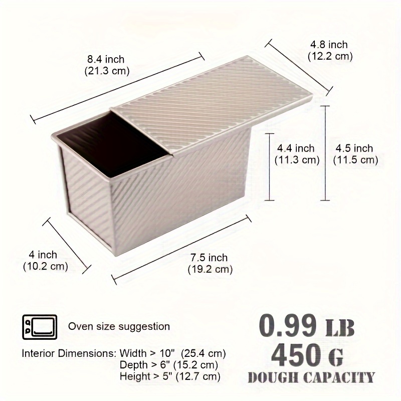 Pullman Loaf Pan With Cover/baking Mould Cake Toast Bread Mold/non-stick  Toast Box With Lid, 12 X 4 X 3 Inch