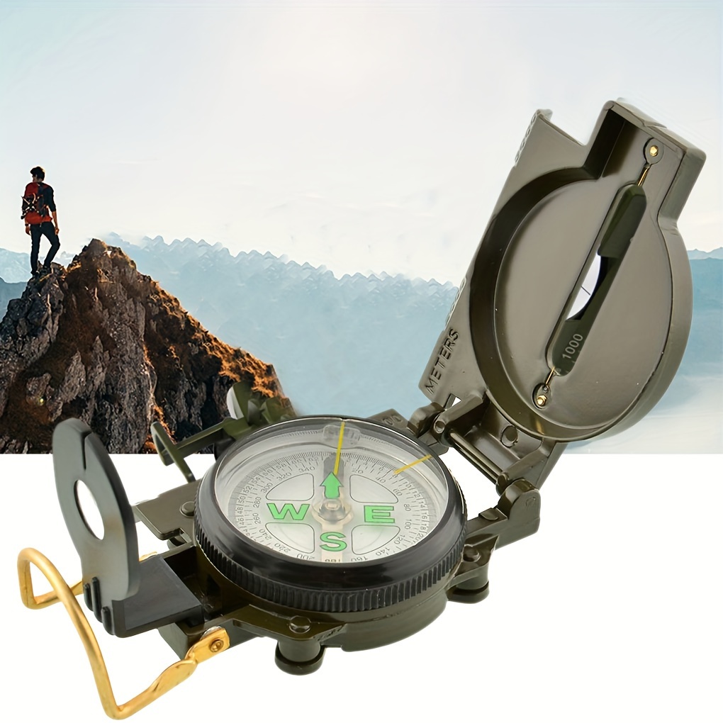 Compass With Carabiner + Multifunction Thermometer Portable Metal  Hiking/travel/camping Compass With Magnifying Lens Professional 3 In 1