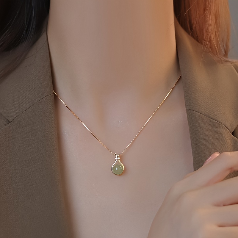 elegant faux   pendant necklace elegant golden alloy necklace simple jewelry for women details 2