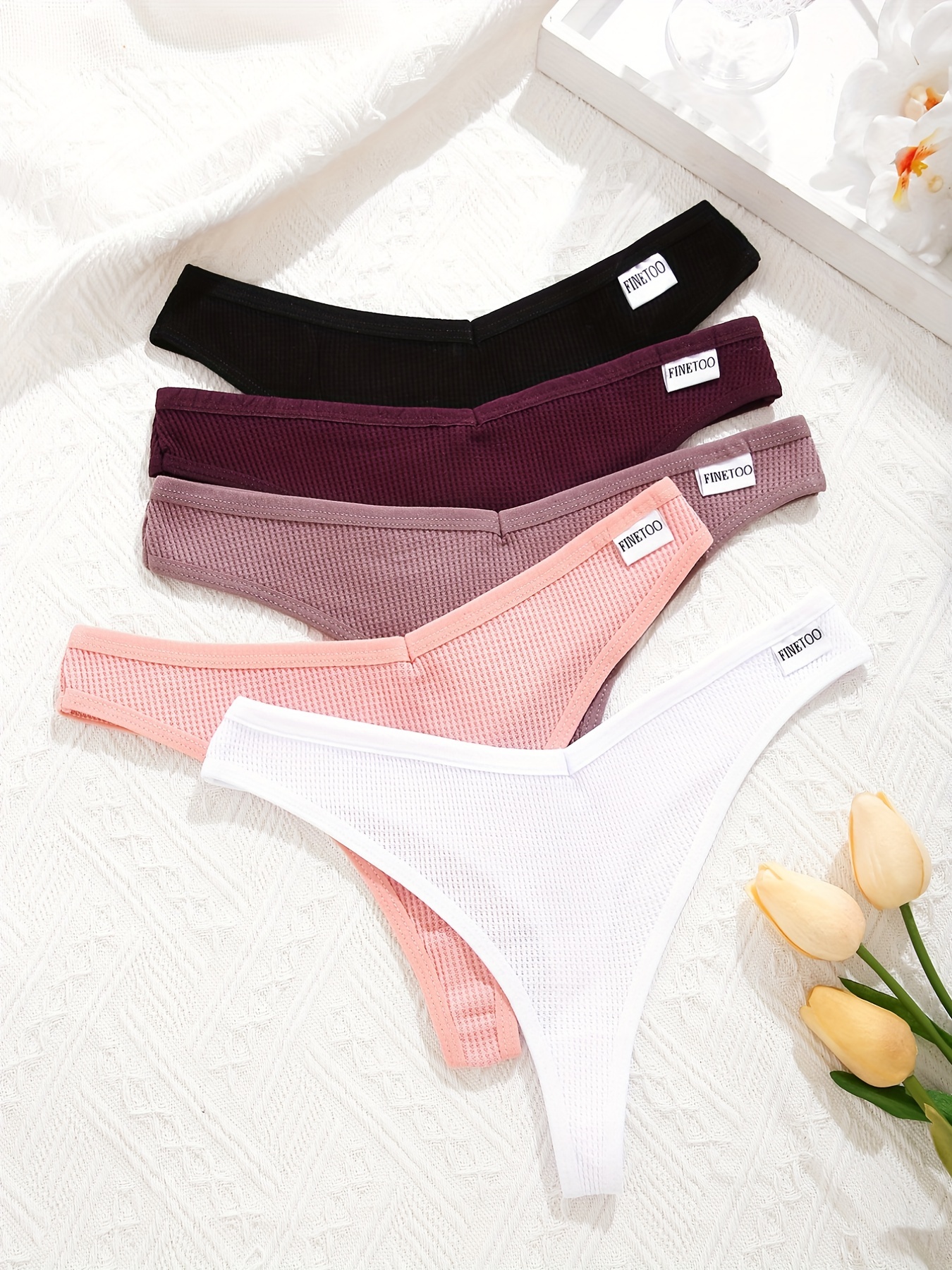Colorful Cotton Panties Assorted Colors Soft Stretchy Thongs - Temu