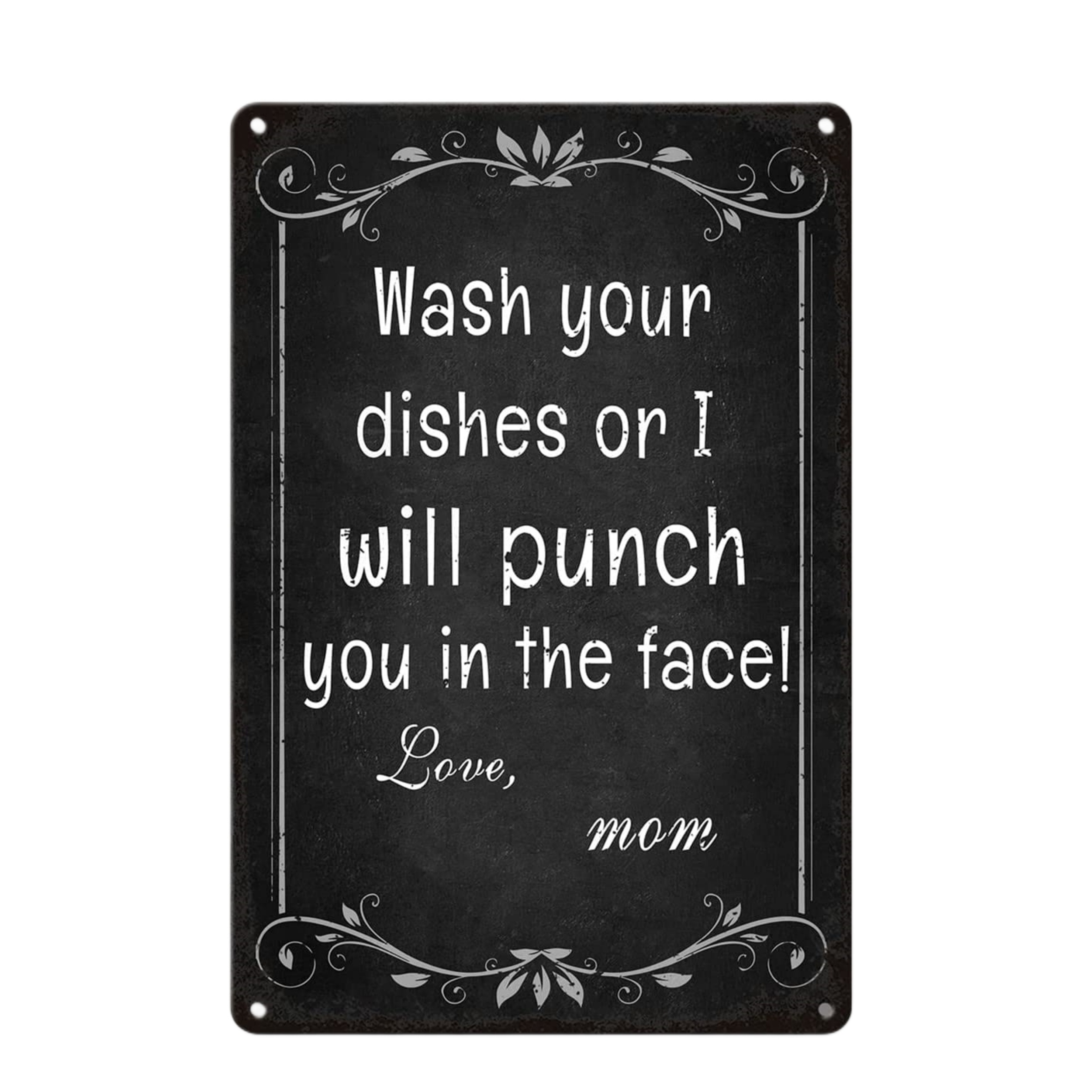 funny wash dishes sign