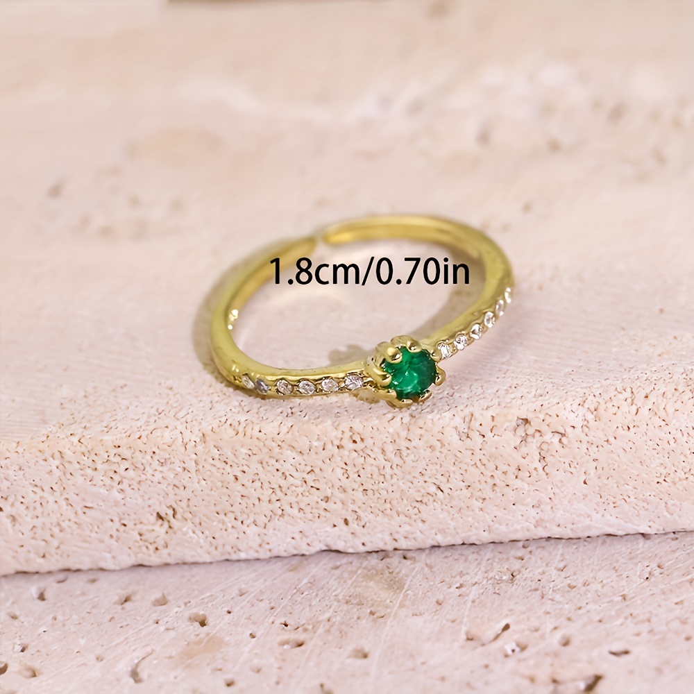 Emerald Zircon Decor Zinc Alloy Open Ring For Men
