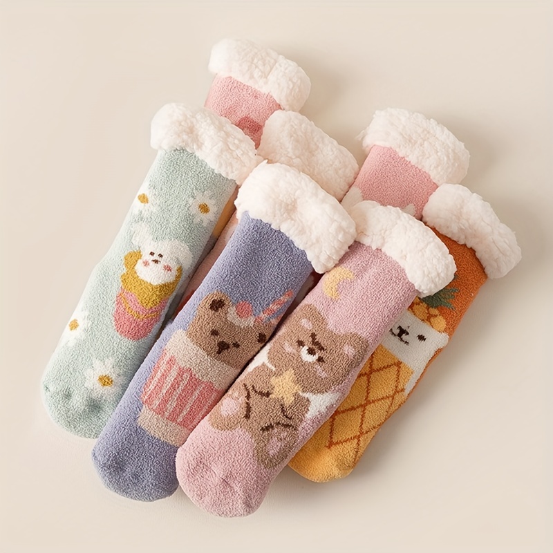Bear Plush Knitted Socks