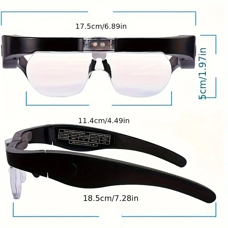 Gafas Aumento Recargables Gafas Aumento Cabeza 2 Luces Led - Temu