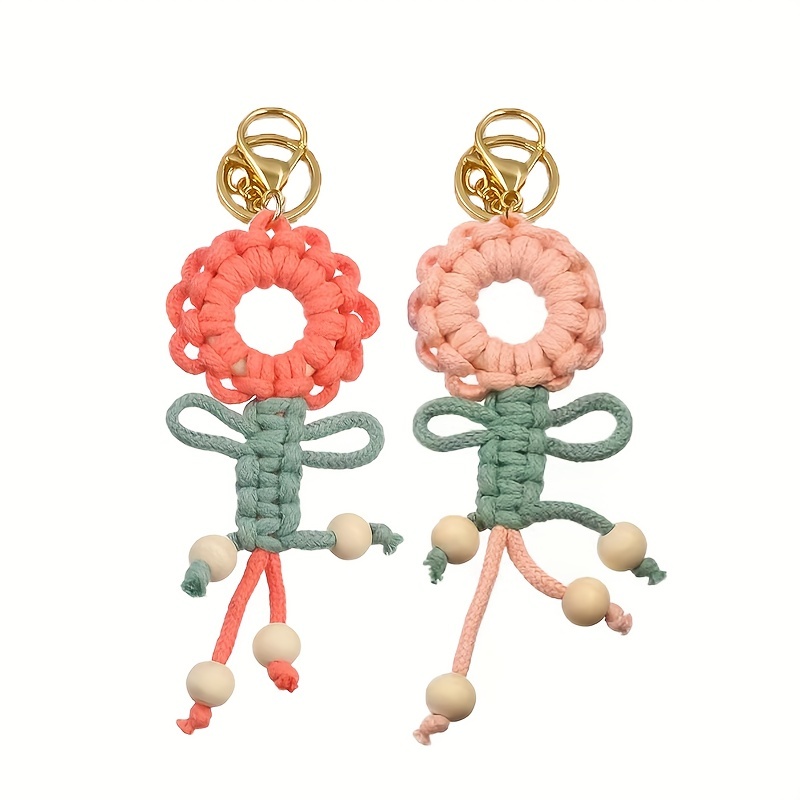 2pcs Flower Charm Keychain