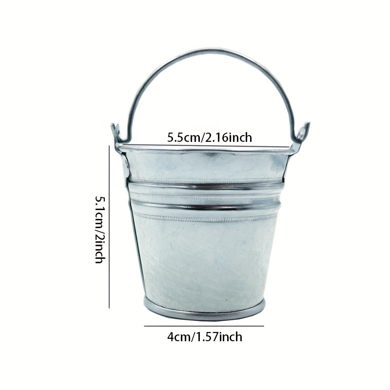 Metal Pail Bucket with Handle, 5-Inch, Silver