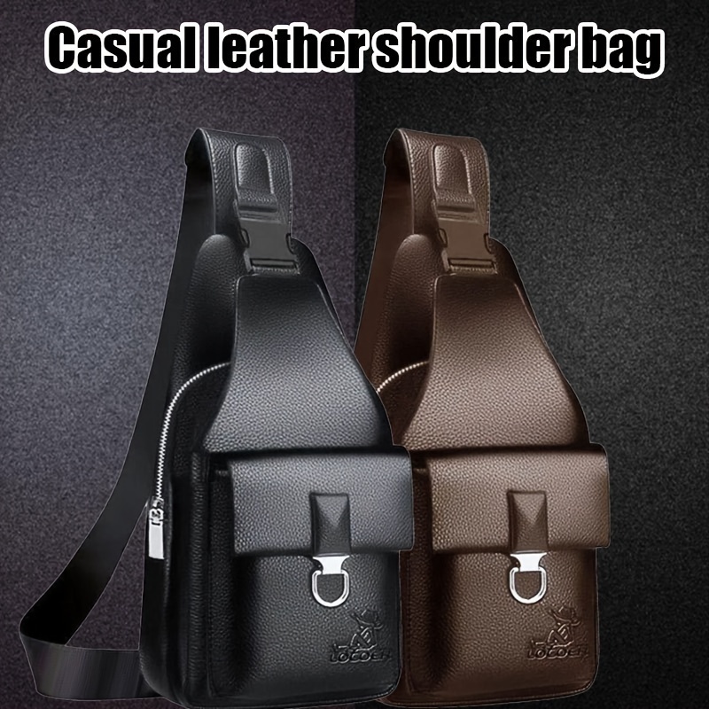 Men's Fashion Casual Retro Chest Bag, Argyle Large Capacity Waterproof  Shoulder Bag, Simple Pu Leather Crossbody Bag - Temu United Arab Emirates