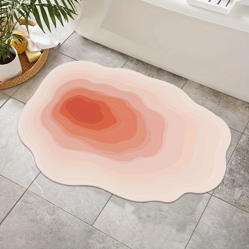 Colorful Marble Diatomite Mat Oval Bathroom Foot Mat Absorbent