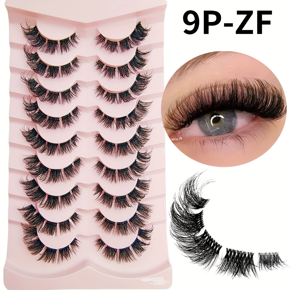 Image of 9 Pairs Natural Transparent Band Cat Eye Cluster Lashes Extensions Wispy Natural Look False Eyelashes Individual Lashes 3d Strips Eyelash Extensions Diy Lashes