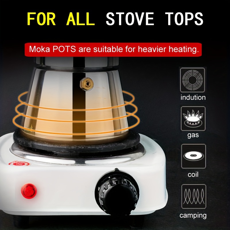 1pc, Moka Maker, Stainless Steel Moka Pot, Stovetop Espresso Coffee Maker,  Concentrate Hand Grinding Brewed Coffee Pot, Household Anti-ironing Coffee