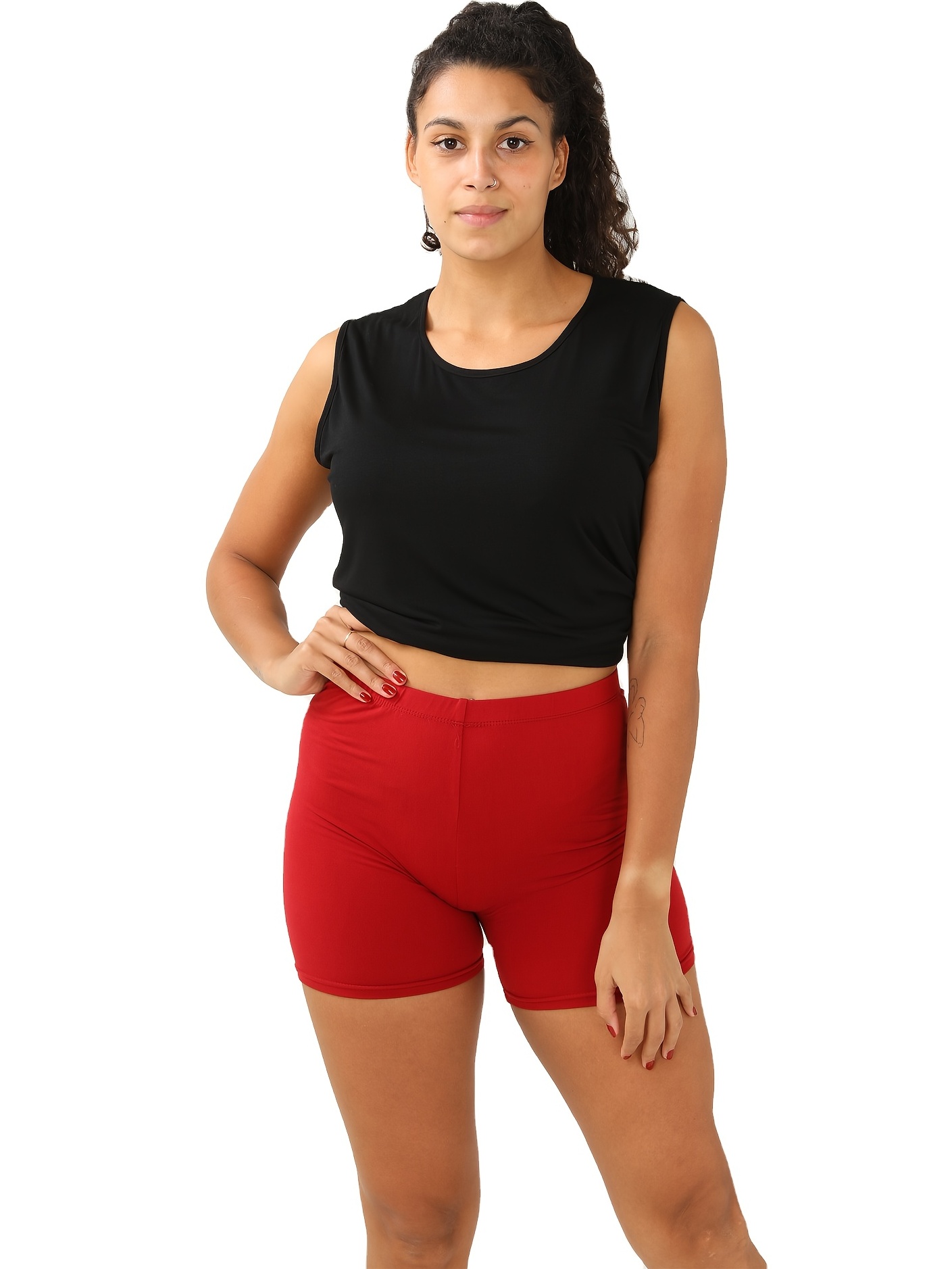 Red 2025 stretchy shorts