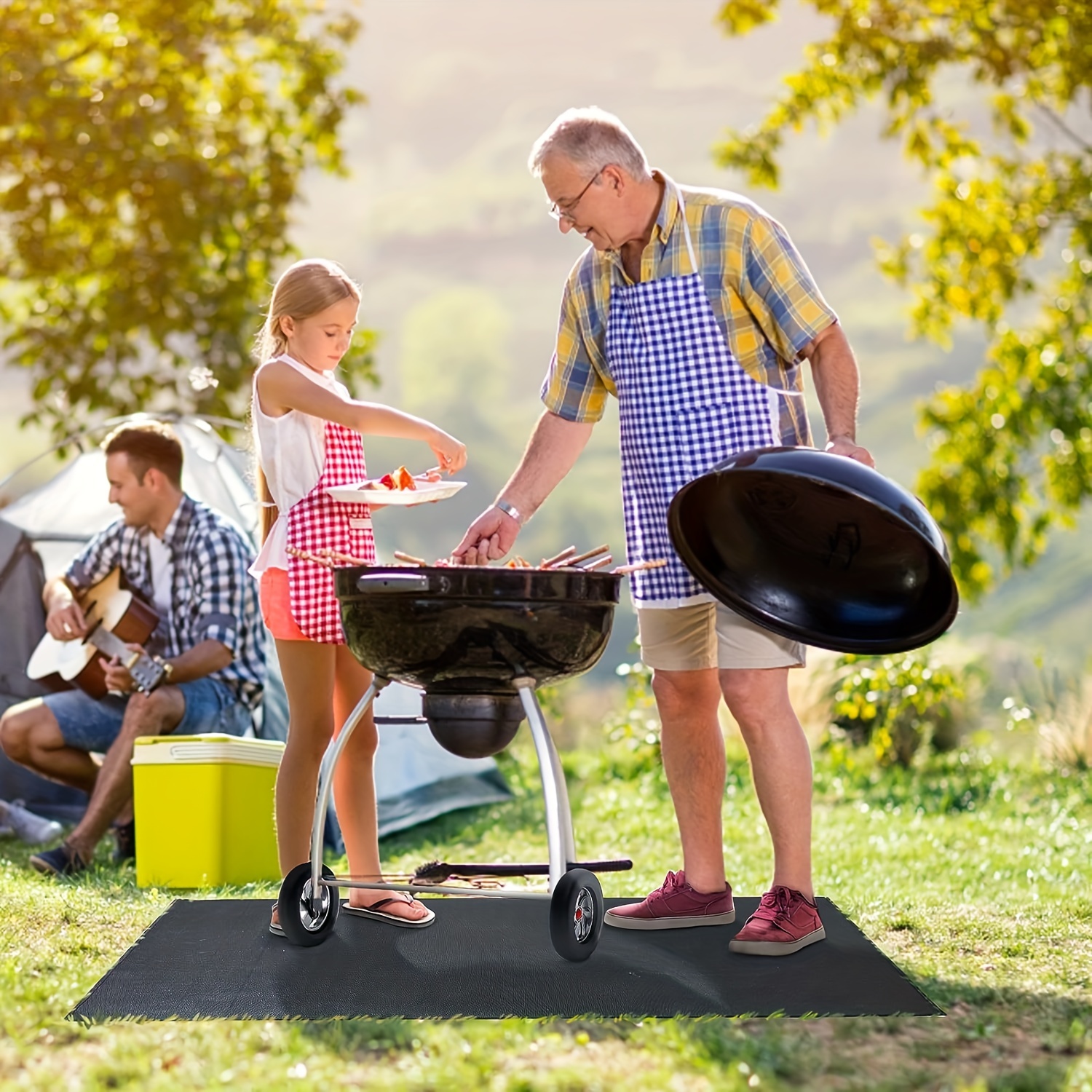 Fireproof Grill Pad 91 44 X 127 0cm Dual Sided Mat for BBQ