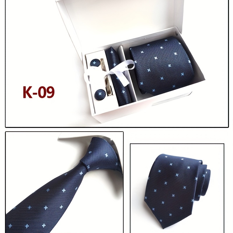 Men's Tie Dot Flower Striped Necktie Set
