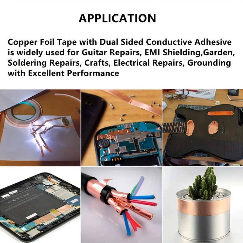 30 50M 5 6 10 20mm Copper Foil Tape Conductive Adhesive Shielding Guitar  Repair 