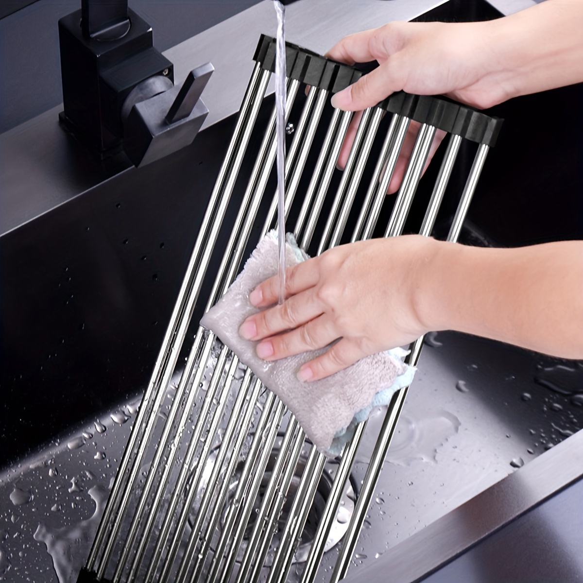 Roll Up Dish Drying Rack,, Foldable Rolling Dish Drainer Over The Sink,  Drying Rack, Sus304 Stainless Steel Sink Rack For Kitchen Counter Of  Various Sizes - Temu