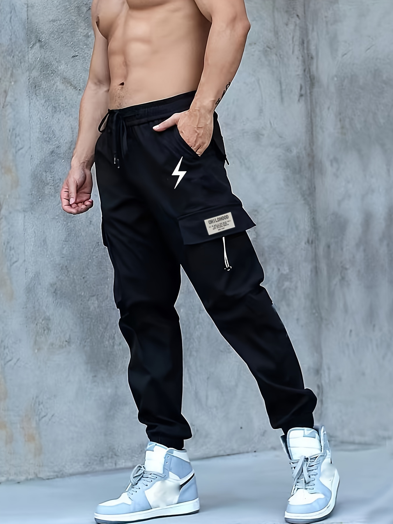 Trendy Baggy Cargo Pants, Men's Black Multi Flap Pocket Trousers, Loose  Casual Outdoor Pants, Men's Work Pants Outdoors Streetwear Hiphop Style