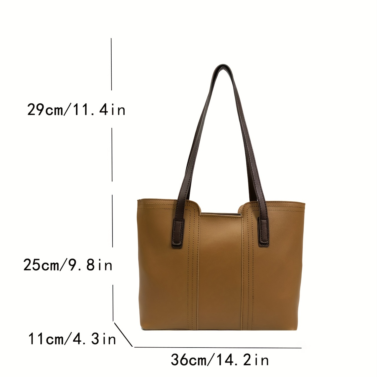 Solid Faux Leather Large Capacity Tote Shopper Bag