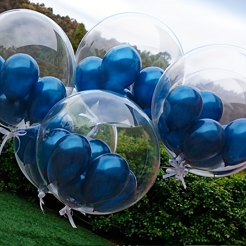 Globos Bobo morados de 24 pulgadas, 15 globos transparentes Bobo, globo de  burbujas grandes transparentes para decoración de Navidad, boda, fiesta de